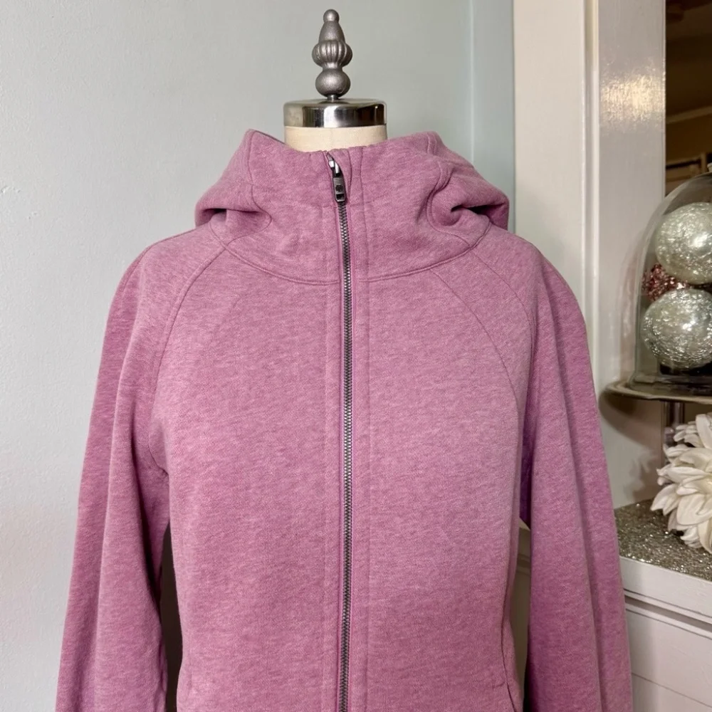 Lululemon Scuba Hoodie Jacket Light Cotton Fleece Heathered Velvet Dust Size 10